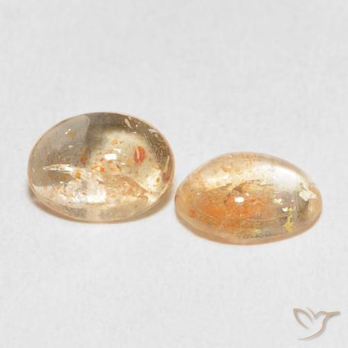 Gemas de Piedrasol Naranja durazno claro natural de 2.29 ct, Ovalada, Translúcido
