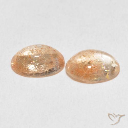 Gemas de Piedrasol Naranja durazno claro natural de 2.29 ct, Ovalada, Translúcido