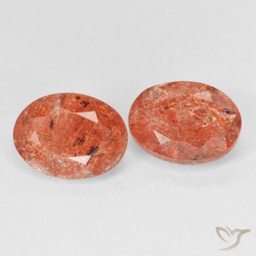 Gemas de Piedrasol Naranja rojizo natural de 2.40 ct, Ovalada, Translúcido