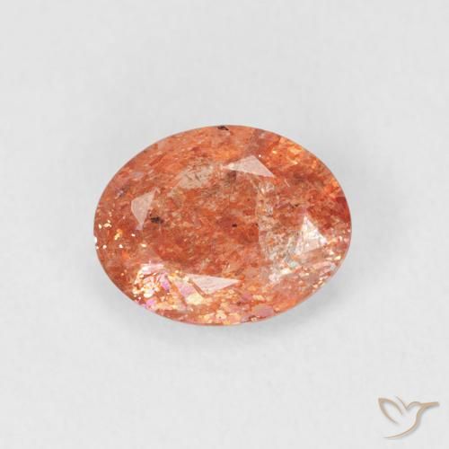 0.98ct Natural Naranja rojizo Piedrasol, Ovalada, Translúcido