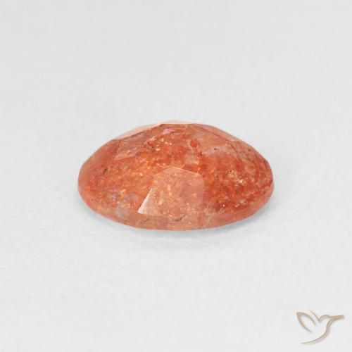 Piedrasol Naranja rojizo natural de 0.98 ct, Ovalada, Translúcido
