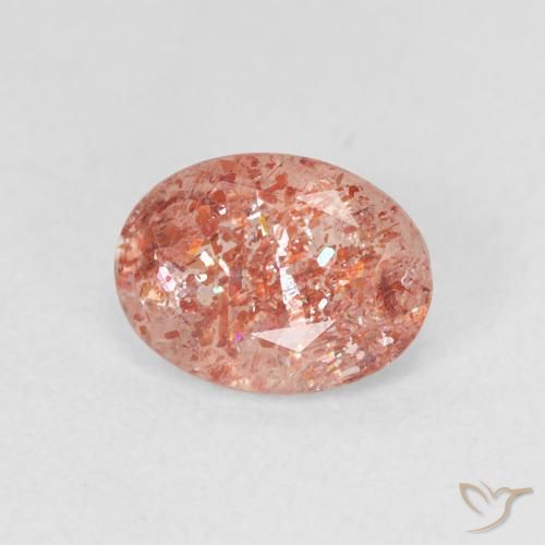 Piedrasol Naranja jengibre natural de 1.06 ct, Ovalada, Translúcido