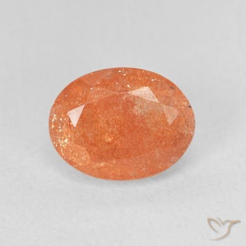 1.44ct Natural Naranja oscuro Piedrasol, Ovalada, Translúcido