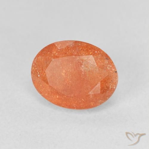 Piedrasol Naranja oscuro natural de 1.44 ct, Ovalada, Translúcido
