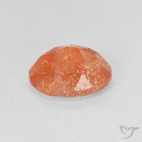 Piedrasol Naranja oscuro natural de 1.44 ct, Ovalada, Translúcido