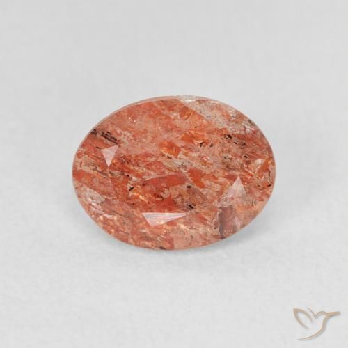 1.23ct Natural Naranja rojizo Piedrasol, Ovalada, Translúcido