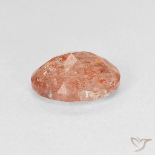 Piedrasol Naranja rojizo natural de 1.23 ct, Ovalada, Translúcido