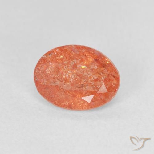 Piedrasol Naranja claro natural de 1.04 ct, Ovalada, Translúcido