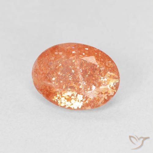 Piedrasol Naranja claro natural de 1.09 ct, Ovalada, Translúcido