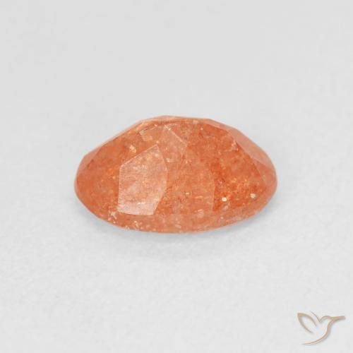 Piedrasol Naranja claro natural de 1.09 ct, Ovalada, Translúcido
