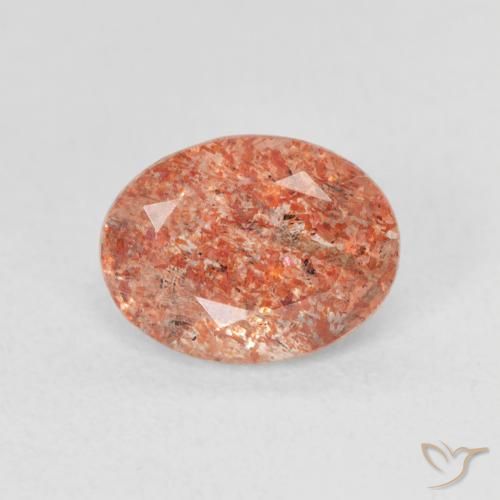 1.31ct Natural Naranja rojizo Piedrasol, Ovalada, Translúcido