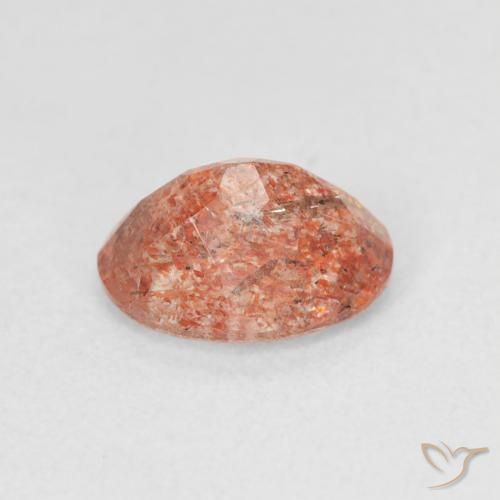 Piedrasol Naranja rojizo natural de 1.31 ct, Ovalada, Translúcido