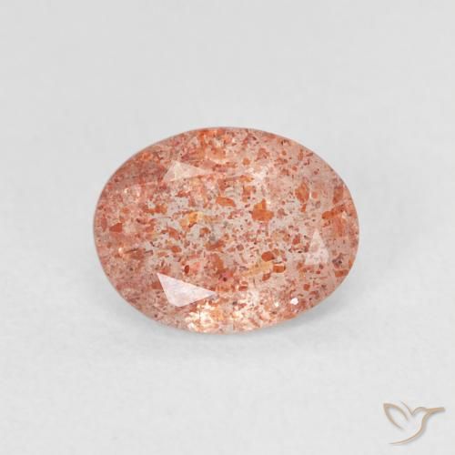 1.13ct Natural Naranja rojizo Piedrasol, Ovalada, Translúcido