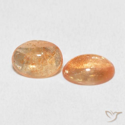Gemas de Piedrasol Naranja claro natural de 1.83 ct, Ovalada, Translúcido