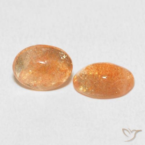 Gemas de Piedrasol Naranja durazno claro natural de 2.08 ct, Ovalada, Translúcido