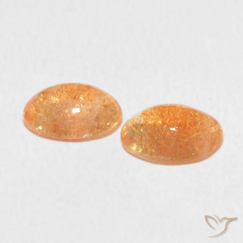 Gemas de Piedrasol Naranja durazno claro natural de 2.08 ct, Ovalada, Translúcido