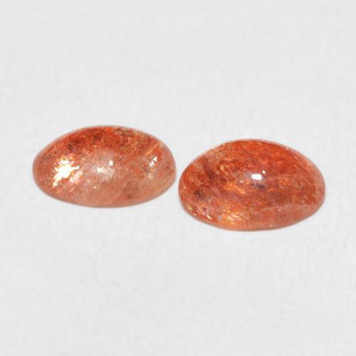 Gemas de Piedrasol Naranja medio natural de 1.82 ct, Ovalada, Translúcido