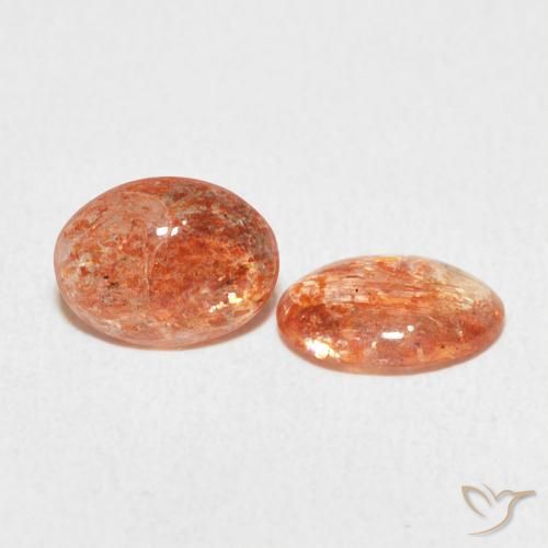Gemas de Piedrasol Naranja medio natural de 1.60 ct, Ovalada, Translúcido