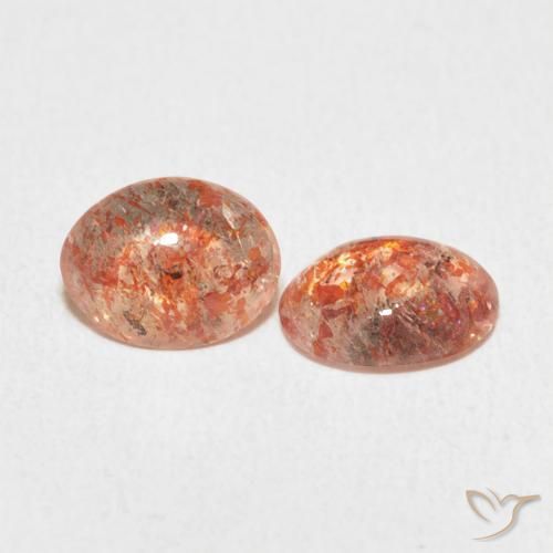 Gemas de Piedrasol Naranja medio natural de 1.63 ct, Ovalada, Translúcido