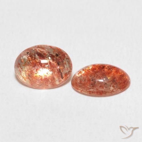 Gemas de Piedrasol Naranja medio natural de 1.70 ct, Ovalada, Translúcido