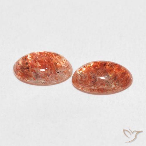 Gemas de Piedrasol Naranja medio natural de 1.70 ct, Ovalada, Translúcido
