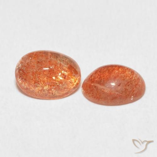 Gemas de Piedrasol Naranja rojizo natural de 2.12 ct, Ovalada, Translúcido