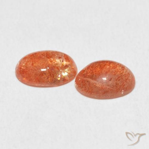 Gemas de Piedrasol Naranja rojizo natural de 2.12 ct, Ovalada, Translúcido