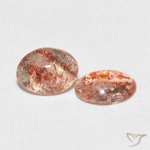Gemas de Piedrasol Naranja medio natural de 1.77 ct, Ovalada, Translúcido
