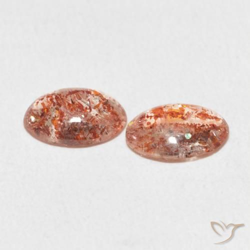 Gemas de Piedrasol Naranja medio natural de 1.77 ct, Ovalada, Translúcido