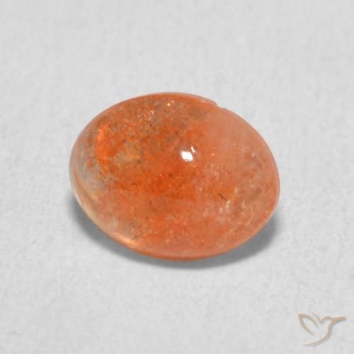 Piedrasol Naranja oscuro natural de 1.18 ct, Ovalada, Translúcido