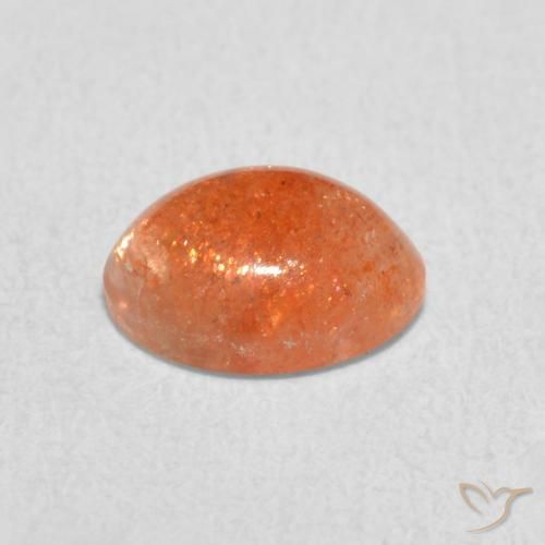 Piedrasol Naranja oscuro natural de 1.18 ct, Ovalada, Translúcido