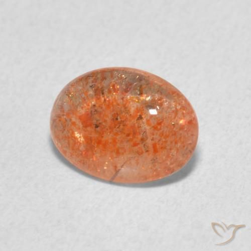 Piedrasol Naranja medio natural de 0.93 ct, Ovalada, Translúcido