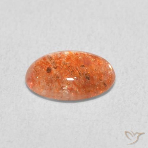 Piedrasol Naranja medio natural de 0.93 ct, Ovalada, Translúcido