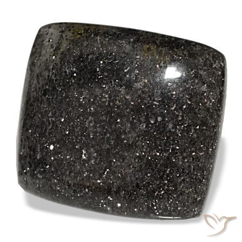 Piedra sol negro natural de 38,66 ct, corte cojín, translúcido