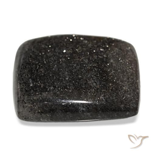 Piedra sol negro natural de 38,66 ct, corte cojín, translúcido