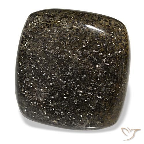 Piedra sol negro natural de 31,17 ct, corte cojín, translúcido