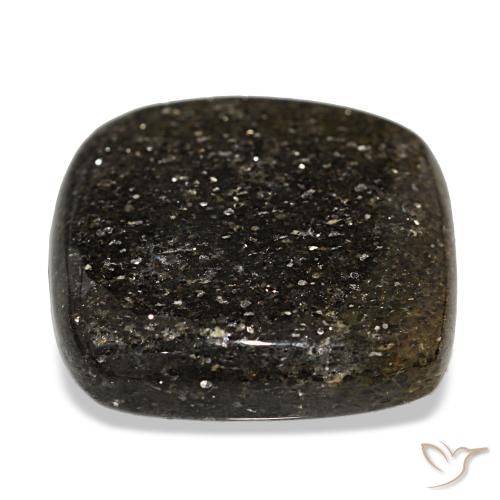 Piedra sol negro natural de 31,17 ct, corte cojín, translúcido