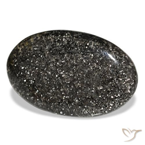 Piedra sol negro natural de 33,38 ct, corte óvalo, translúcido