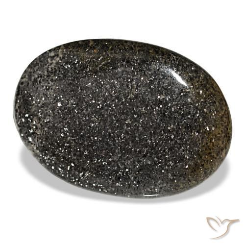Piedra sol negro natural de 38,56 ct, corte óvalo, translúcido