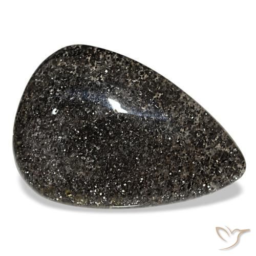 Piedra sol negro natural de 23,50 ct, en forma de pera, translúcido