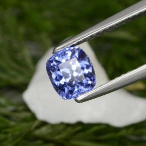 Tanzanita azul natural de 1,13 ct, corte cojín, VVS