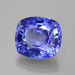 Tanzanita azul natural de 10,76 ct, corte cojín, VVS