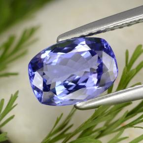 Tanzanita azul natural de 1,76 ct, corte cojín, VVS-VS