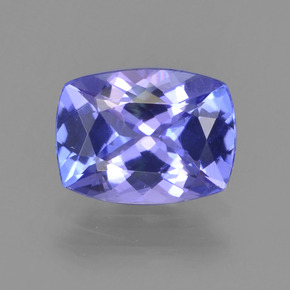 Tanzanita azul natural de 1,39 ct, corte cojín, VVS