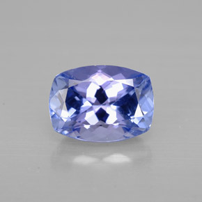 Tanzanita azul natural de 1,29 ct, corte cojín, VVS