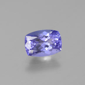 Tanzanita violeta natural de 0,96 ct, corte cojín, VVS