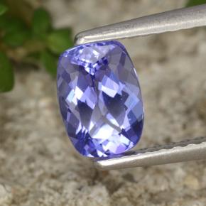 Tanzanita azul natural de 0,90 ct, corte cojín, VVS-VS