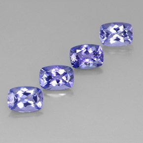 Gemas de tanzanita azul natural de 4,17 ct, corte cojín, VVS-VS