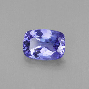 Tanzanita azul natural de 0,89 ct, corte cojín, VVS