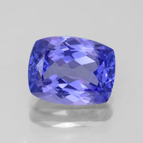 Tanzanita azul natural de 2,36 ct, corte cojín, VVS